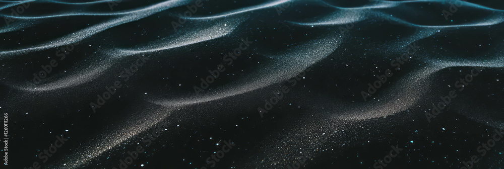Poster black sand texture with wind patterns under soft lighting on a tranquil beach