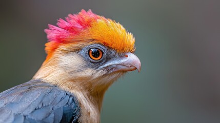 Close-up of colorful toucan-like bird profile