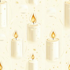 A pattern of candles with a gold background