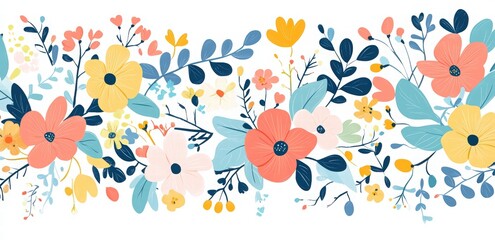 Naklejka premium Colorful spring flowers and leaves vector illustration set on a white background. clipart collection of spring flowers. summer blossom collection for a wedding, party decoration, or greeting card