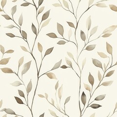 A painting of leaves and branches in a light color