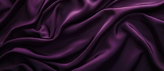 Rich deep purple silk fabric with gentle gradients draped elegantly, showcasing smooth transitions and a calming wave-like texture.