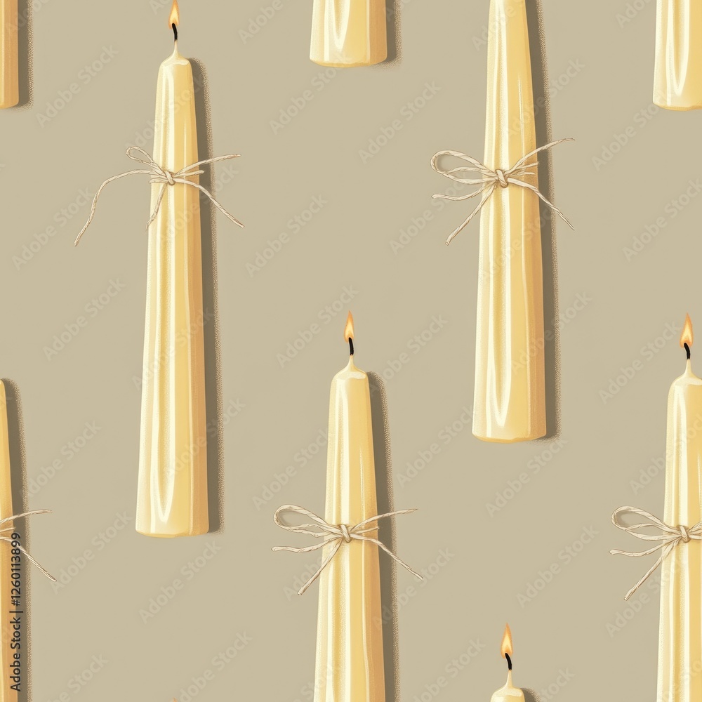 Aufkleber a pattern of candles with a yellow wax and a string tied to the top