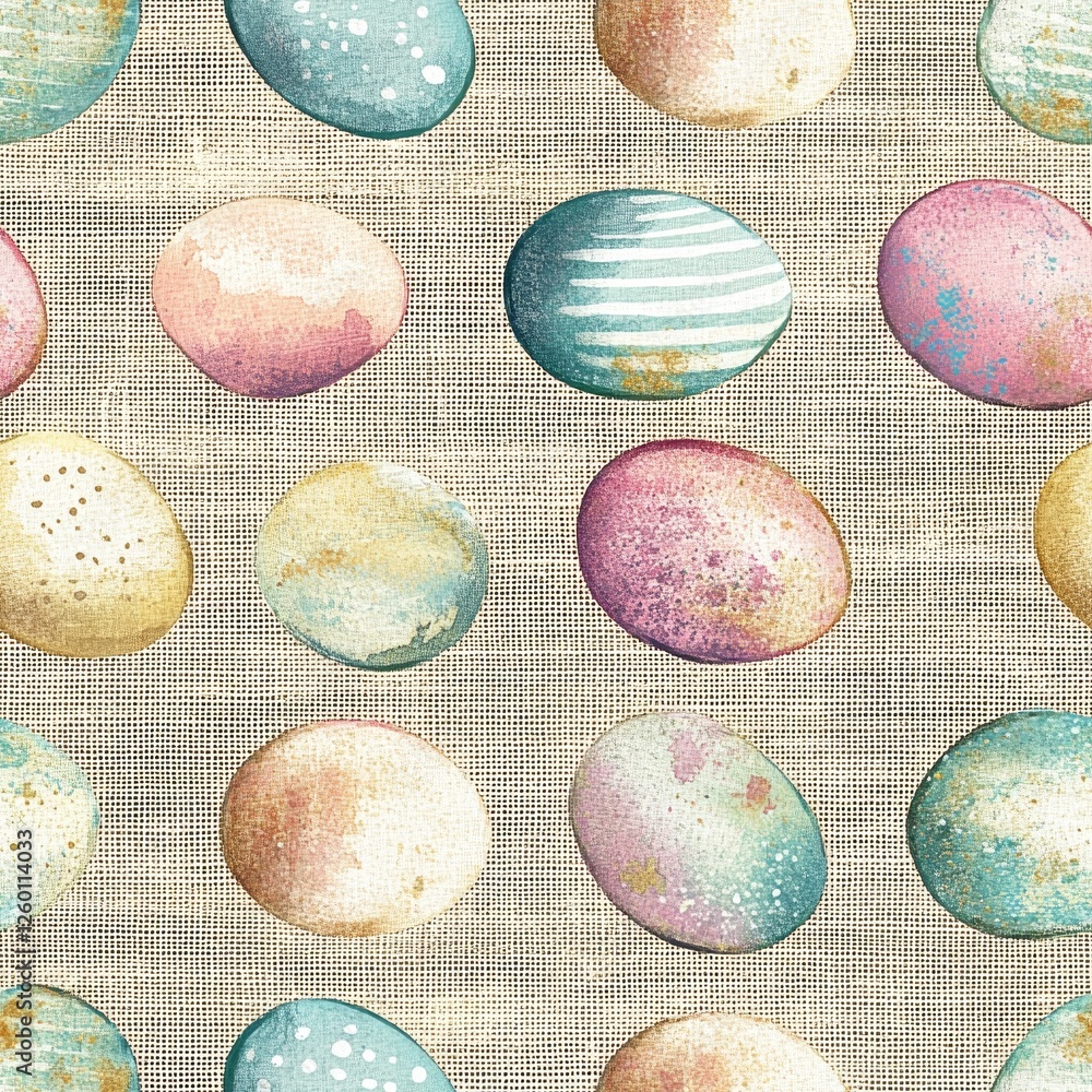 Poster a pattern of eggs in various colors and sizes