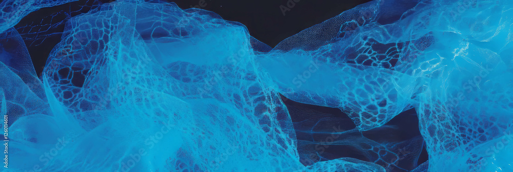 Poster elegant blue lace tablecloth showcasing intricate web patterns and delicate textures