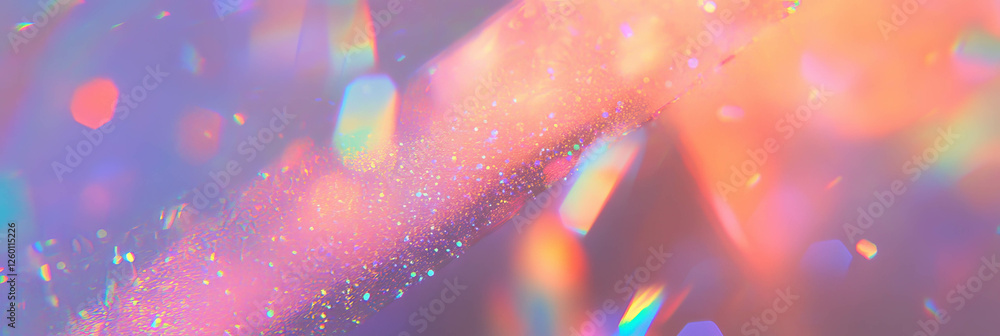 Poster Bright bokeh texture with intense rainbow spectrum and sharp crystalline sparkle