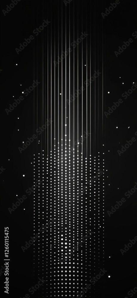 Aufkleber abstract black and white image with vertical lines and dots forming a pattern