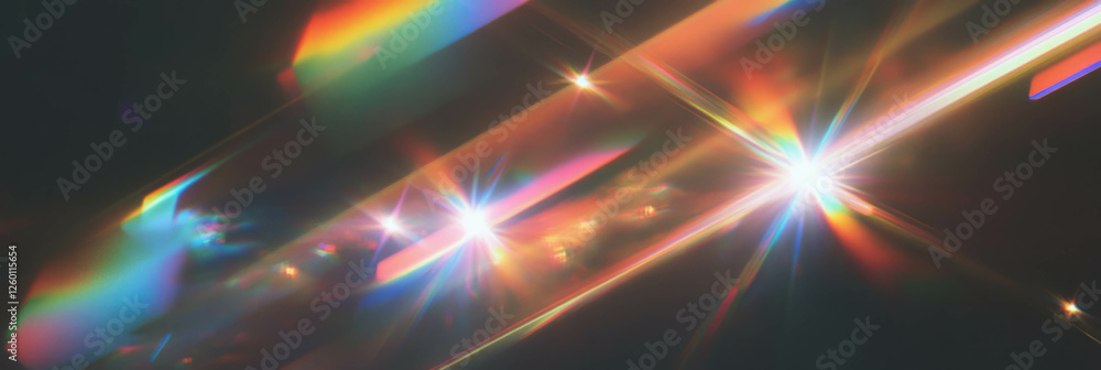 Poster Bright crystal flares create intense rainbow spectrum with sharp defined edges and dynamic texture