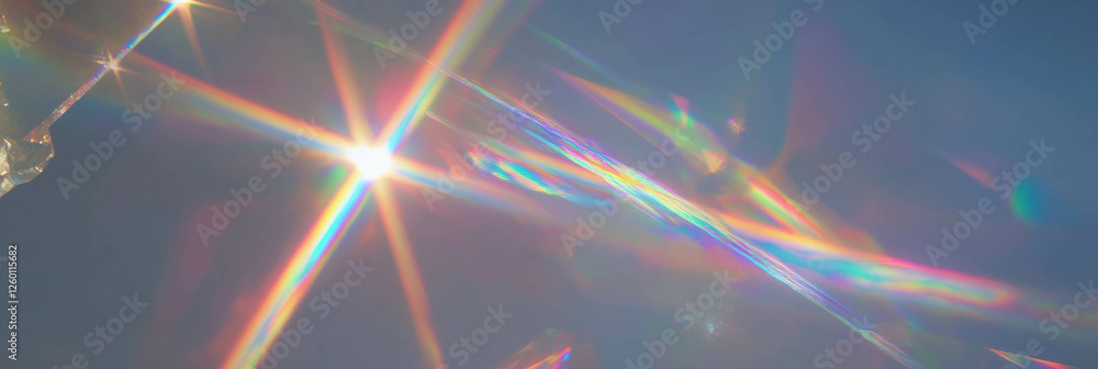 Poster bright crystal flares showcasing intense rainbow spectrum with sharp defined edges in clear light