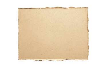 Sandpaper sheet with gritty beige texture isolated on transparent white background