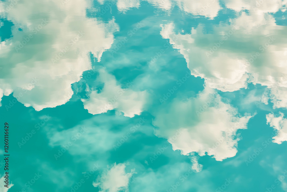 Poster bright green texture reflecting sky and clouds on a smooth surface against a black background