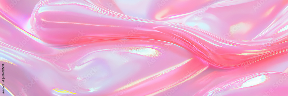 Poster bright pearly pink gel texture with flowing movement and intense shine under soft light