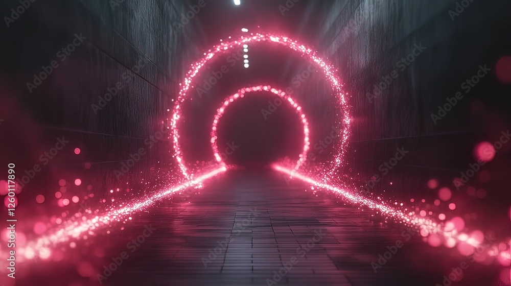 Poster dynamic abstract data breach scene with glowing trails dark tunnel digital tech environment futurist