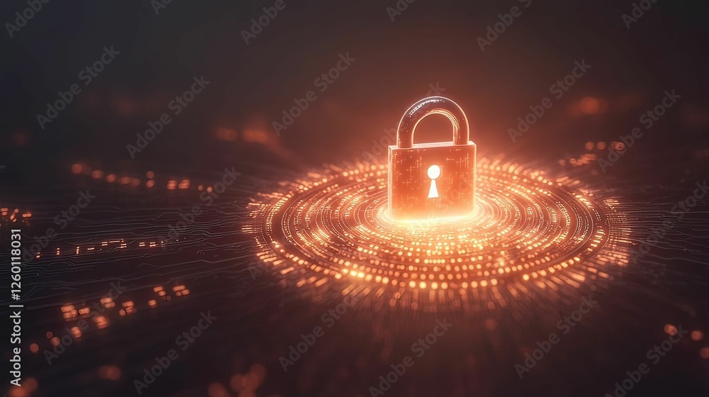 Poster cracking the abstract glowing padlock technology and security digital realm visual representation fu