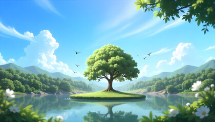 Naklejka premium small island surrounded water 2