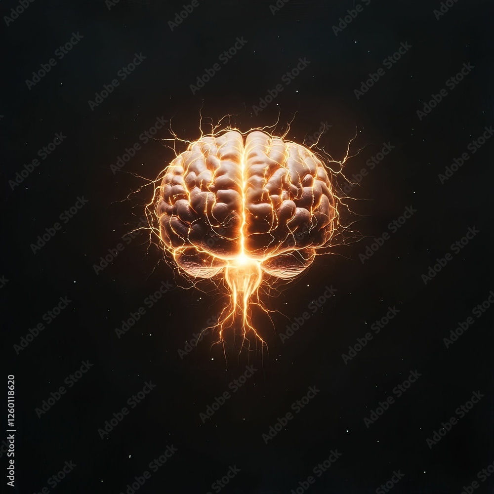 Poster ai-controlled mind abstract visualization of human and machine integration digital artwork dark back