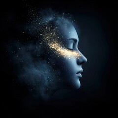 Obraz premium Dissolving human essence abstract face design digital modern environment artistic viewpoint conceptual exploration