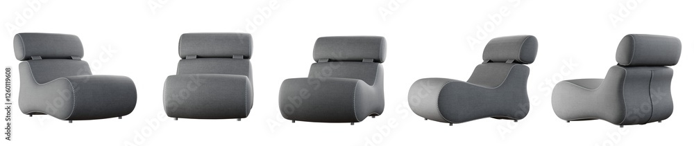 Poster modern armchair set isolated on transparent background. 3d render. 3d illustration.
