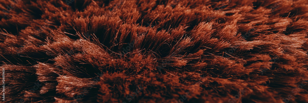 Poster luxurious texture of chocolate brown dense plush carpet in soft lighting