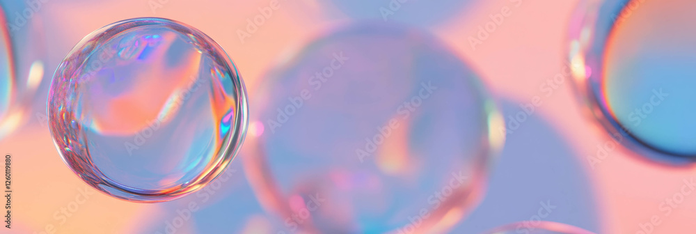 Poster circular crystal flares exhibit smooth edges and soft gradient transitions in a serene composition