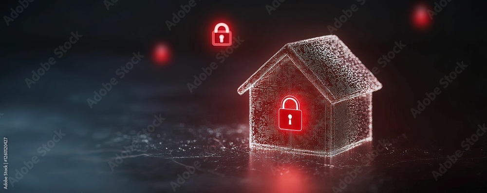 Poster smart home security breach holographic projections highlight vulnerabilities in modern technology