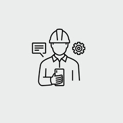 Engineer Architect Business Person Project Manager Vector Line Icon