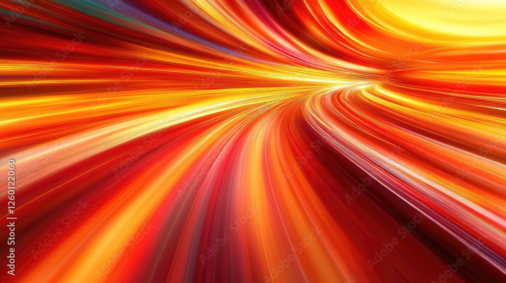 Poster a high-speed motion blur of a highway at sunset, with light trails from passing vehicles creating a 