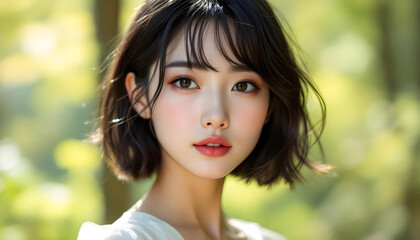 Naklejka premium ファンタジーストーリー（森の中の女性、休日の贅沢なひととき）