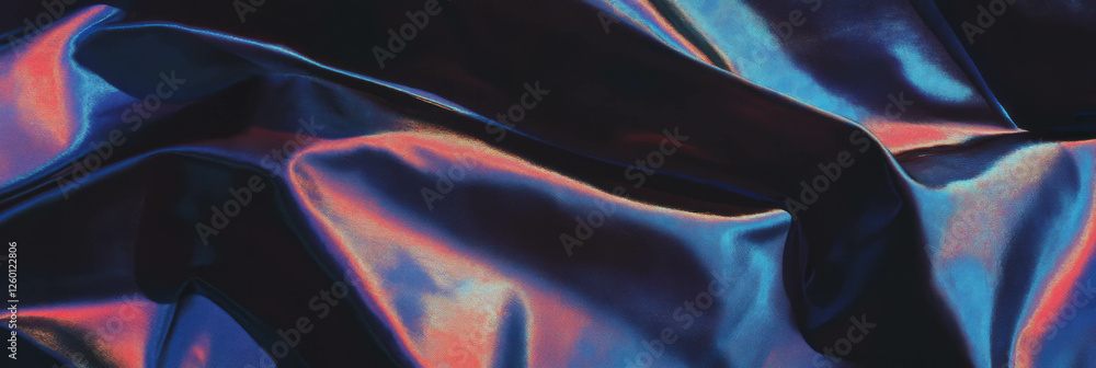 Poster crushed velvet fabric with iridescent highlights and deep contrasting shadows in rich textures