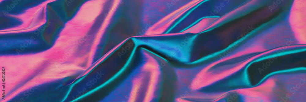 Poster crushed velvet texture with iridescent highlights and deep contrasting shadows