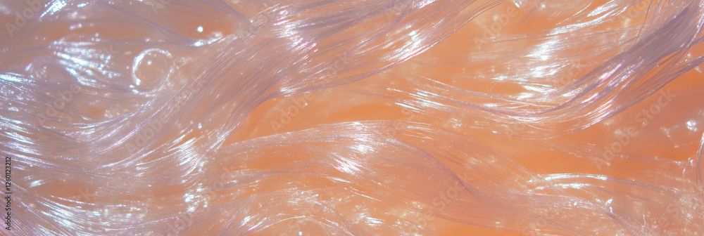 Poster crystal clear gel texture with shimmering fibers and light diffusion