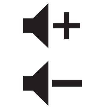  plus and minus icon set . Sound increase and decrease icons . Vector illustration