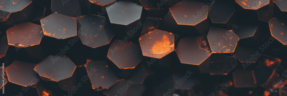 Poster Dark brown textured cone wafer showcasing tightly packed hexagonal patterns
