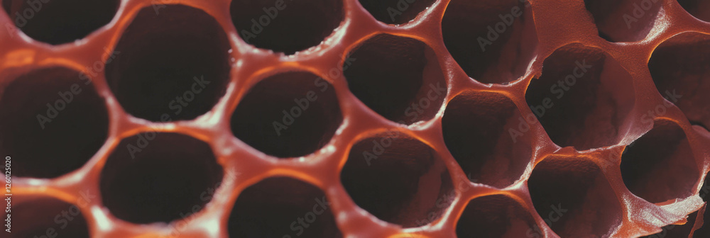 Poster unique dark brown cone wafer texture displays dense hexagonal grids
