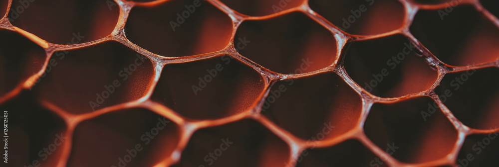 Poster Detailed view of dark brown cone wafer with hexagonal grids and dense texture