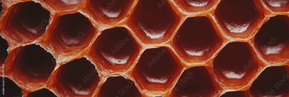 Aufkleber Dark brown cone wafer with hexagonal grids showcasing dense texture in close-up view