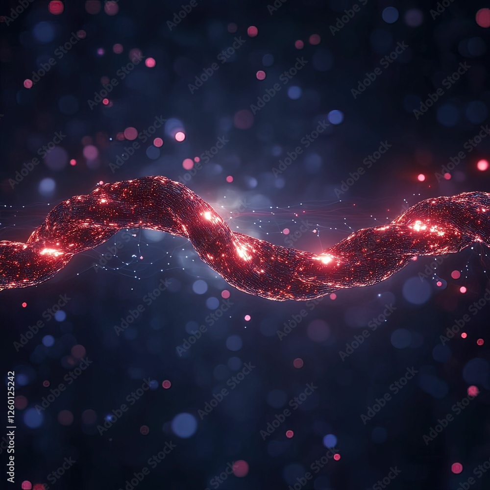 Poster ransomware worm crawling through network cable digital environment abstract visualization technology