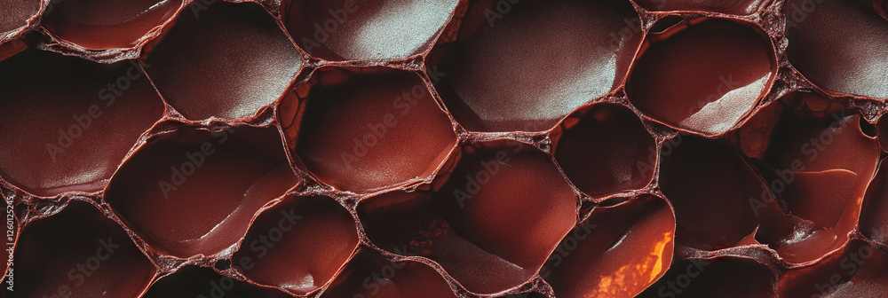Aufkleber Detailed texture of dark brown cone wafer with embossed hexagonal pattern and dense structure