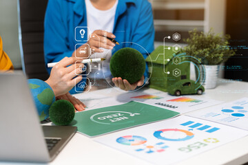 Businessman team brainstorming using tablet, laptop computer for working technology and business,...