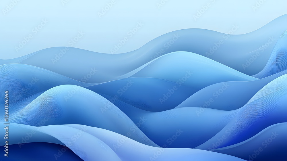 Poster smooth blue layered curves flow in an abstract composition