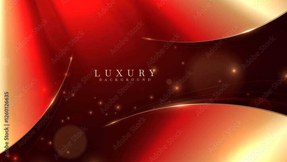 Canvas Prints red golden curve luxury background with sparkling glow effect decoration.