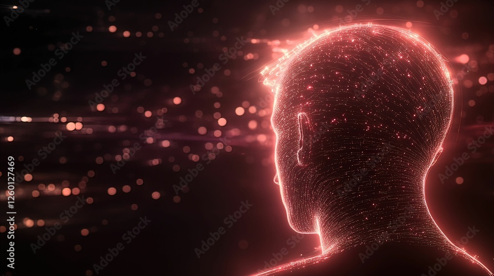 Poster futuristic ai entity observing humanity digital realm visual artwork introspective environment rear 