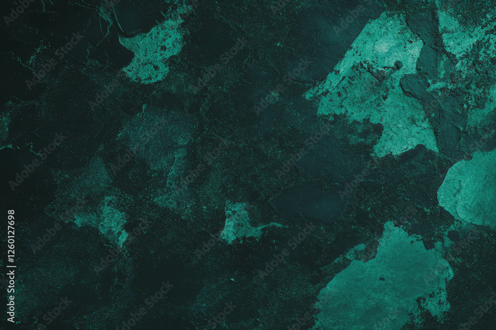 Poster dark green textured surface with uneven grass clumps and shadows on a black background