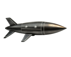 Obraz premium sleek, metallic black rocket with aerodynamic design, showcasing futuristic look and smooth contours. This design emphasizes speed and innovation, perfect for space exploration