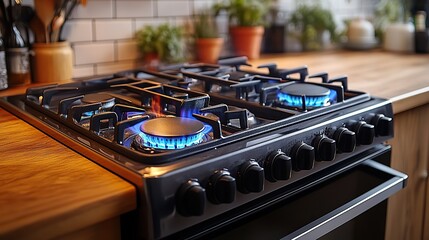 Obraz premium gas burning kitchen ove