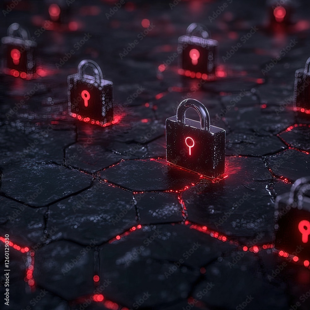 Aufkleber cyber security strategies digital vault protection 3d render futuristic environment close-up view da