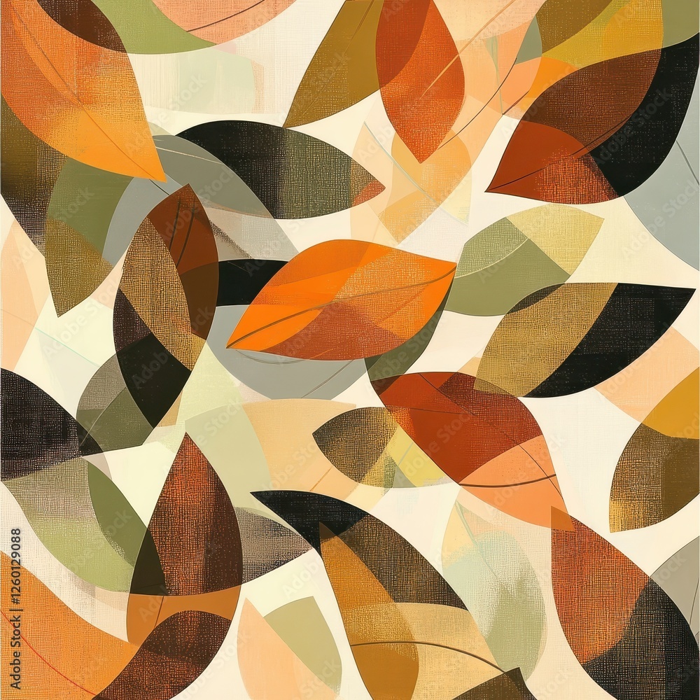 Poster abstract autumn leaves overlapping in a colorful and unique pattern