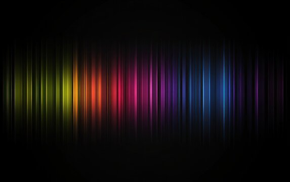 Abstract colorful vertical light streaks on black background.