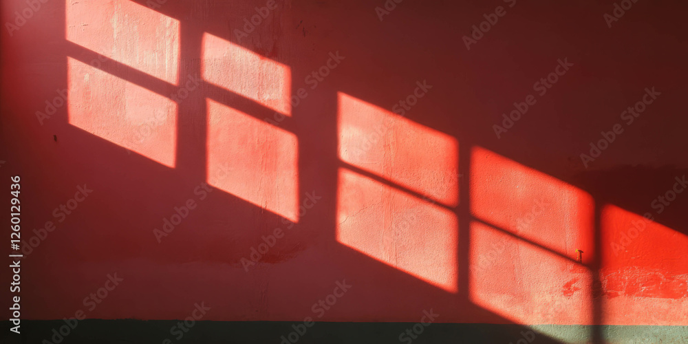 Poster dark red wall with grunge texture and dramatic shadows creating a moody atmosphere