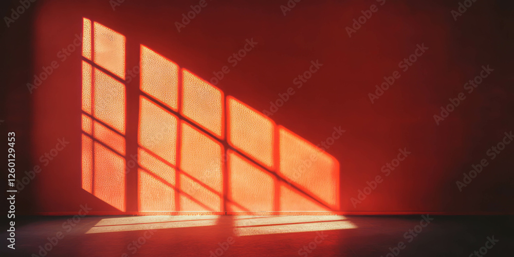 Poster heavy grunge texture on a dark red wall creating deep shadows